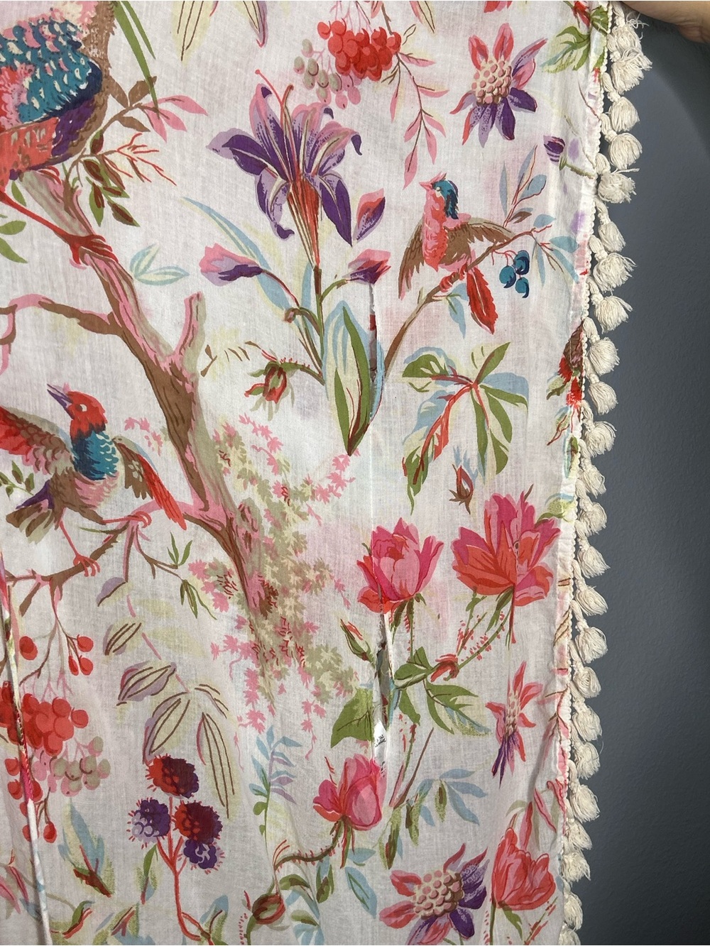 Anthropologie Boho Floral Tassel Swim Beach Vacation Coverup Floral Print FLAWED - Picture 7 of 11